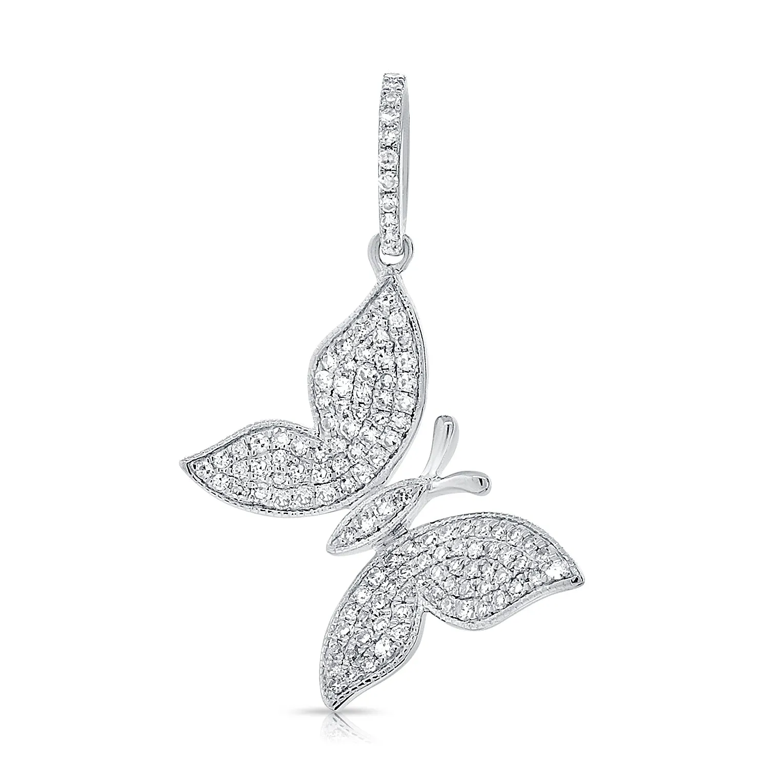 14K Yellow Gold Diamond Medium Butterfly Pendant
