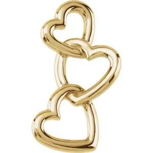 14k Yellow Gold Linked Hearts Pendant