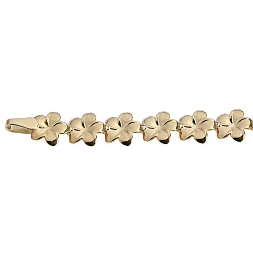 14k Yellow Gold Plumeria Linked Bracelet 8mm