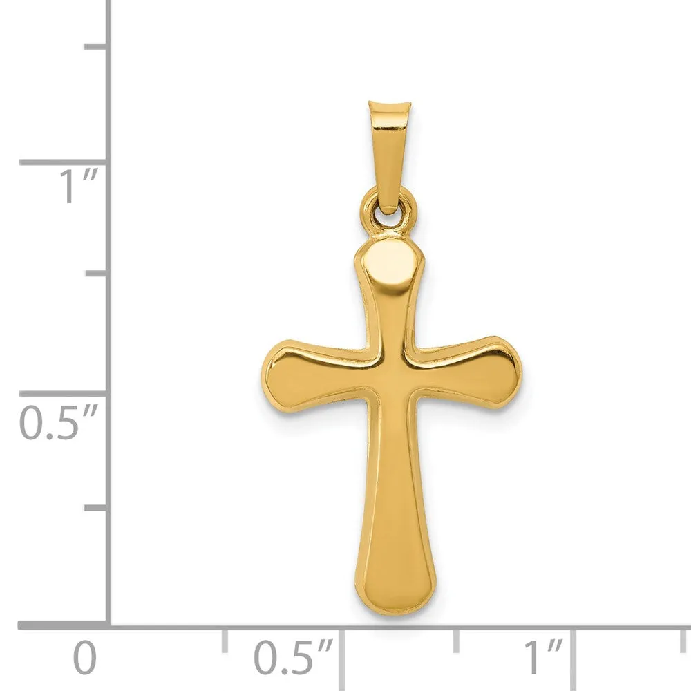 14k Yellow Gold Polished Rounded Cross Pendant