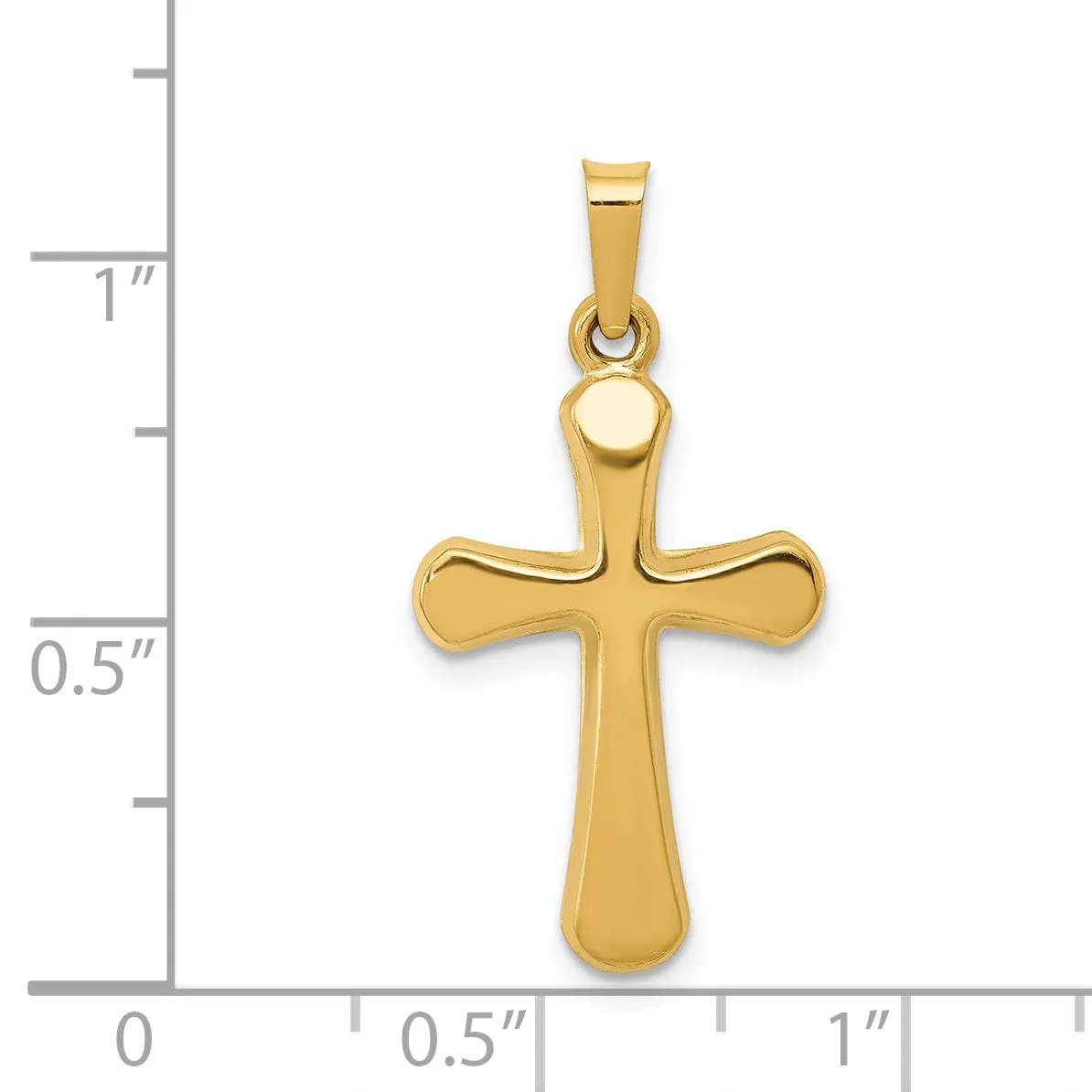 14k Yellow Gold Polished Rounded Cross Pendant
