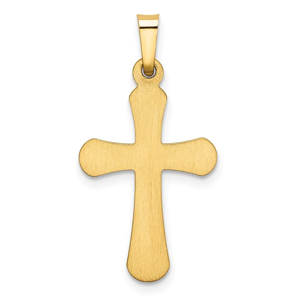 14k Yellow Gold Polished Rounded Cross Pendant