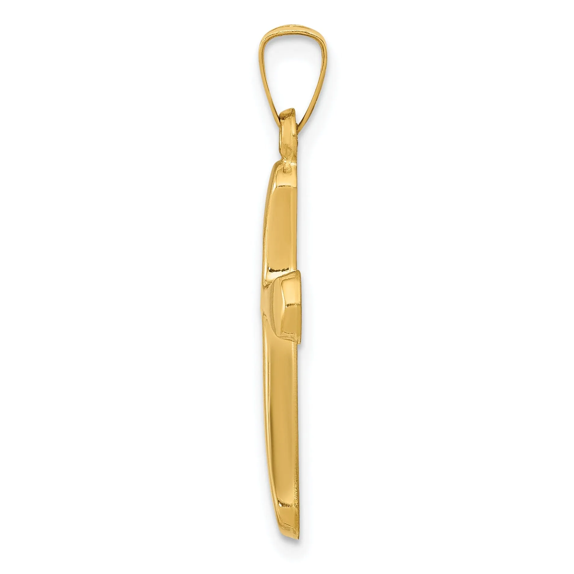 14k Yellow Gold Polished Rounded Cross Pendant