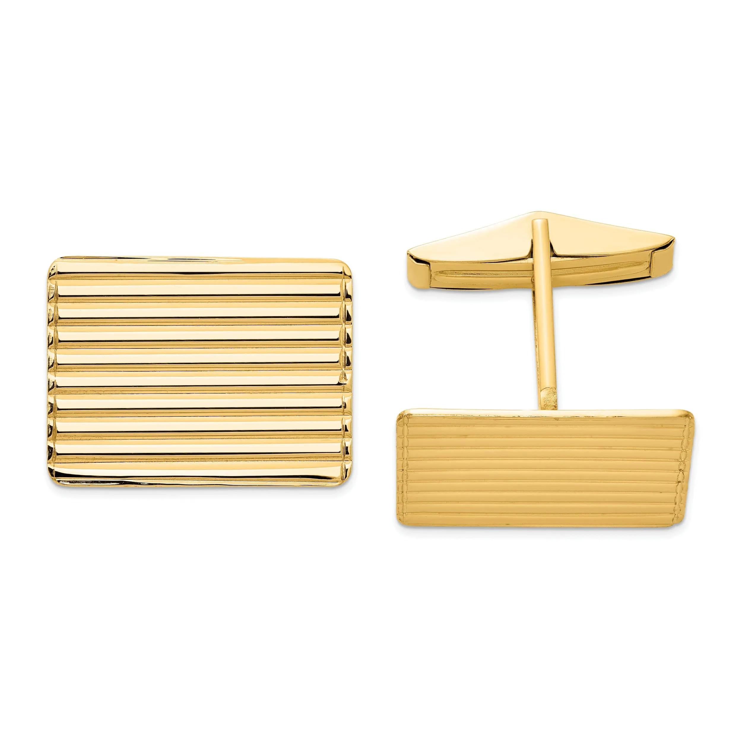 14k Yellow Gold Solid Rectangular Cuff Links