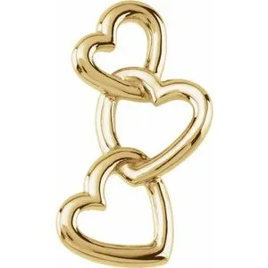 14K Yellow Linked Hearts Pendant