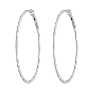 14KT GOLD LARGE DIAMOND OVAL HOOP EARRING
