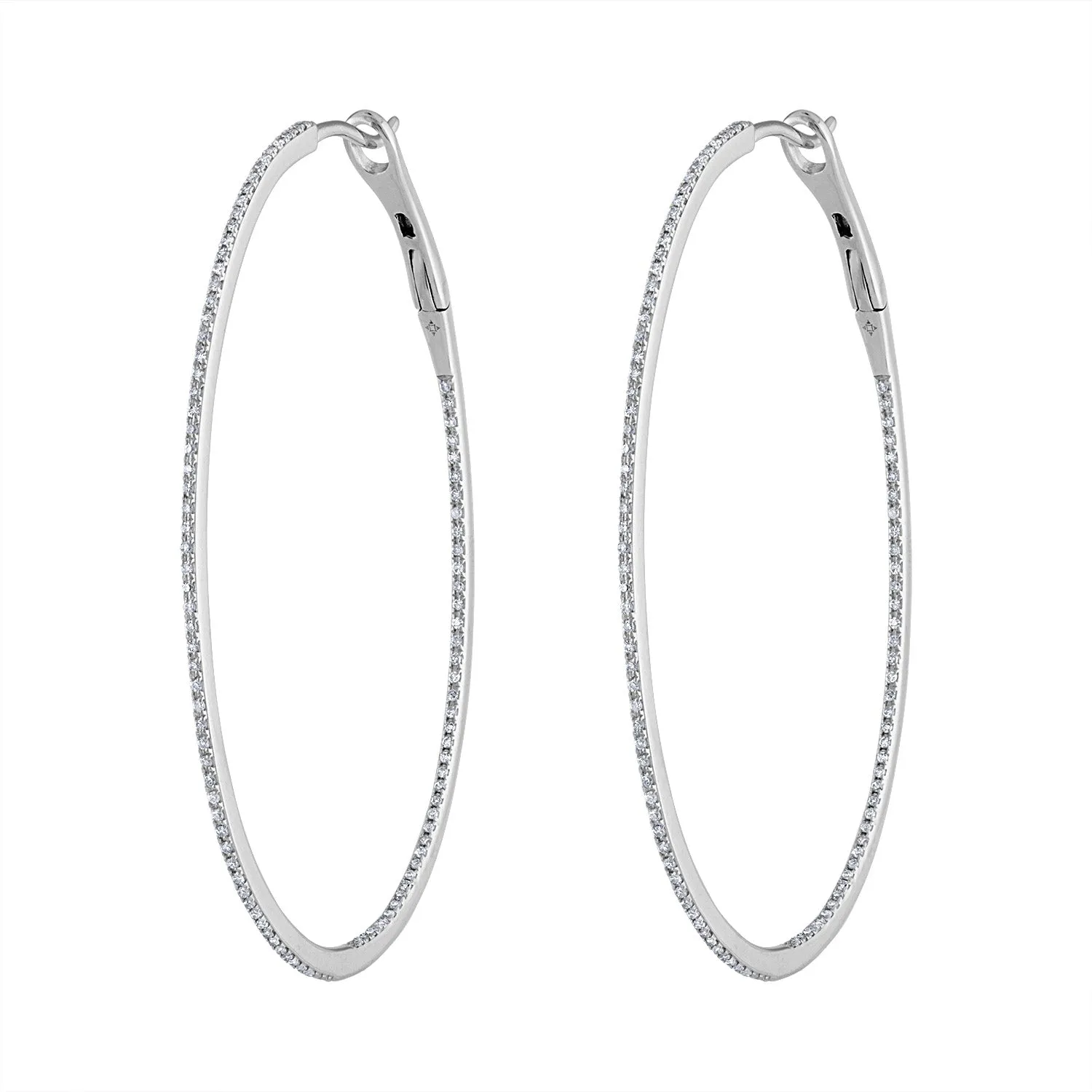 14KT GOLD LARGE DIAMOND OVAL HOOP EARRING