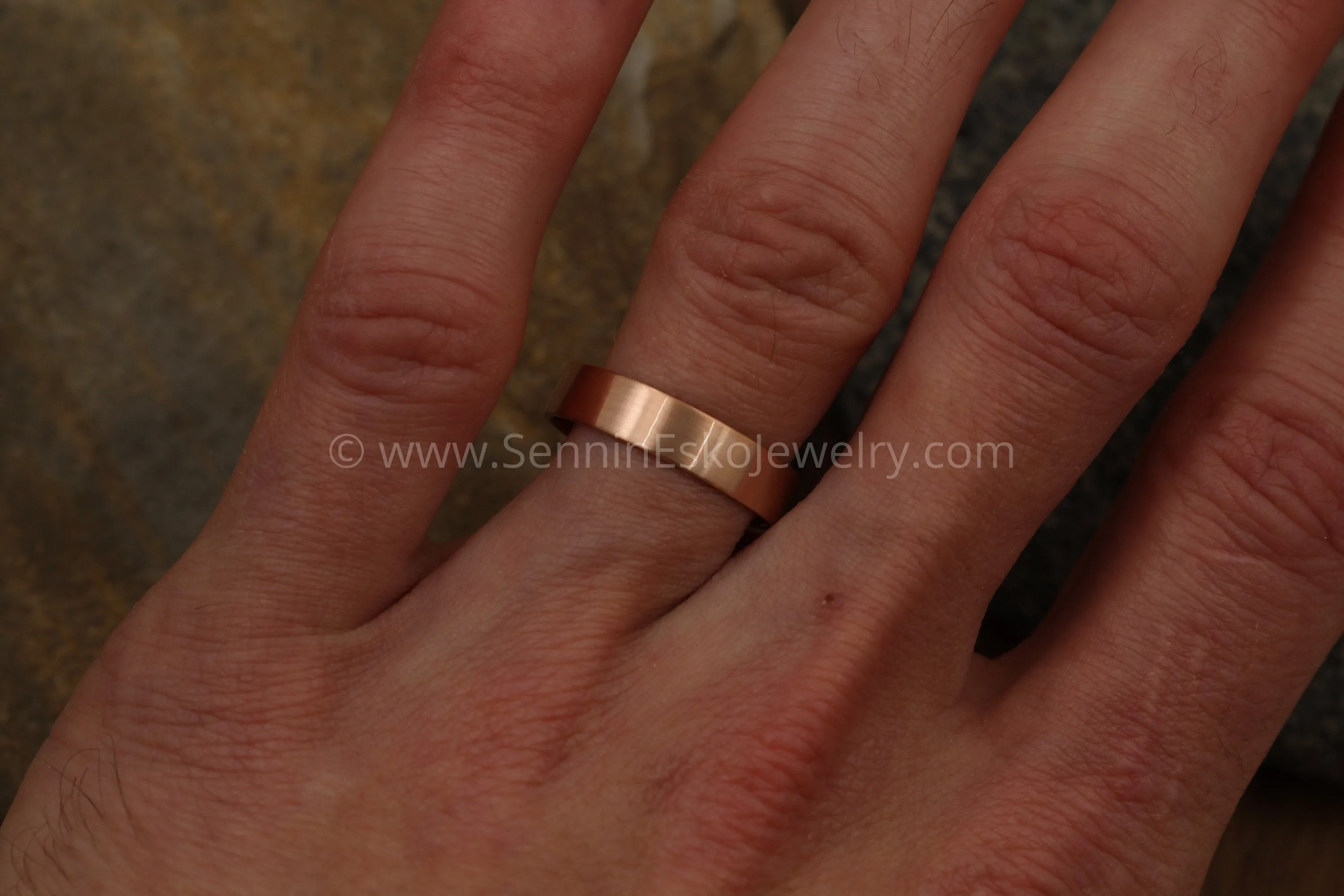 14kt Rose 5x1mm Flat Band - Matte Finish