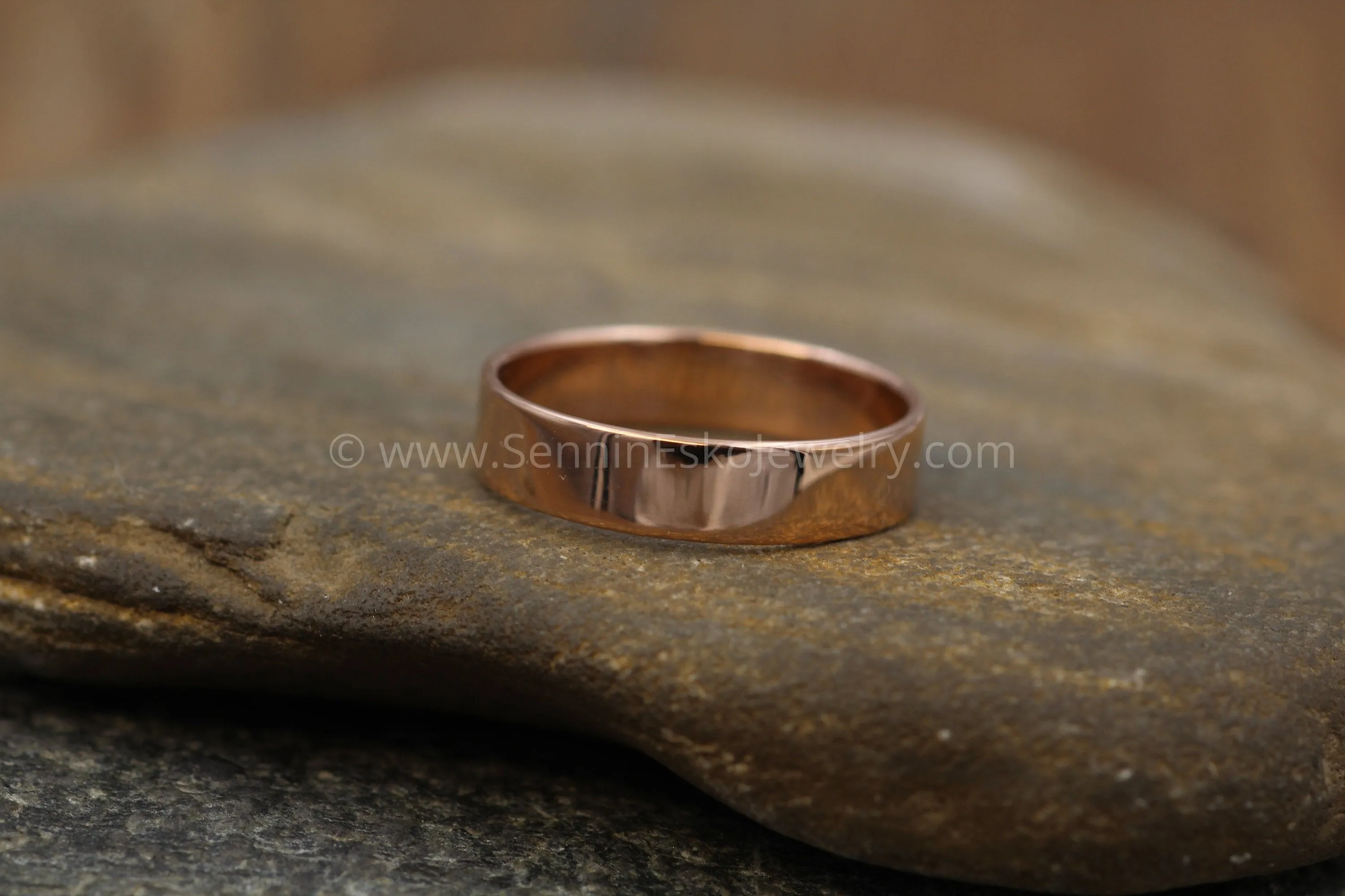 14kt Rose Gold 5x1mm Flat Band - Glossy Finish