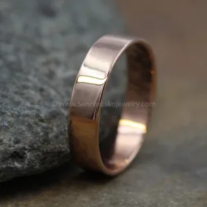 14kt Rose Gold 5x1mm Flat Band - Glossy Finish