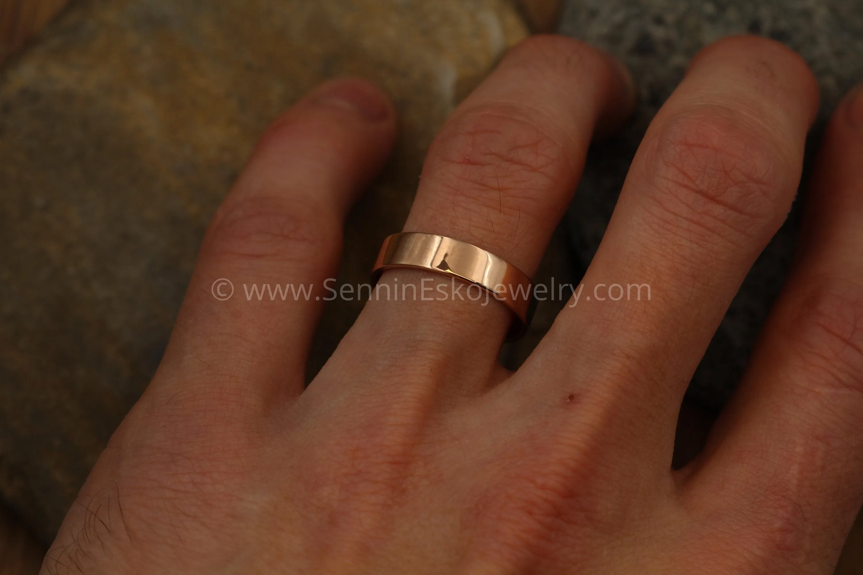 14kt Rose Gold 5x1mm Flat Band - Glossy Finish
