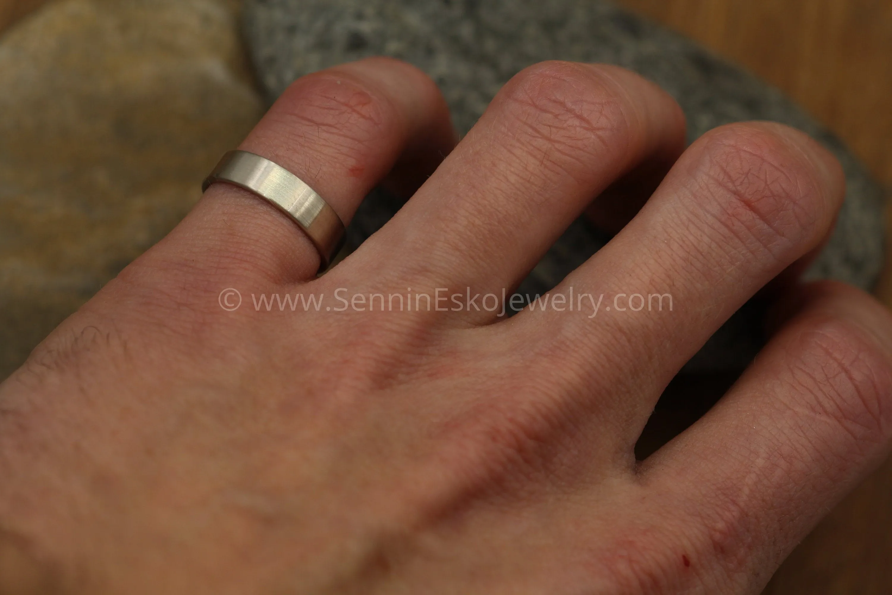 14kt White Gold 5x1.2mm Flat Band -Matte Finish