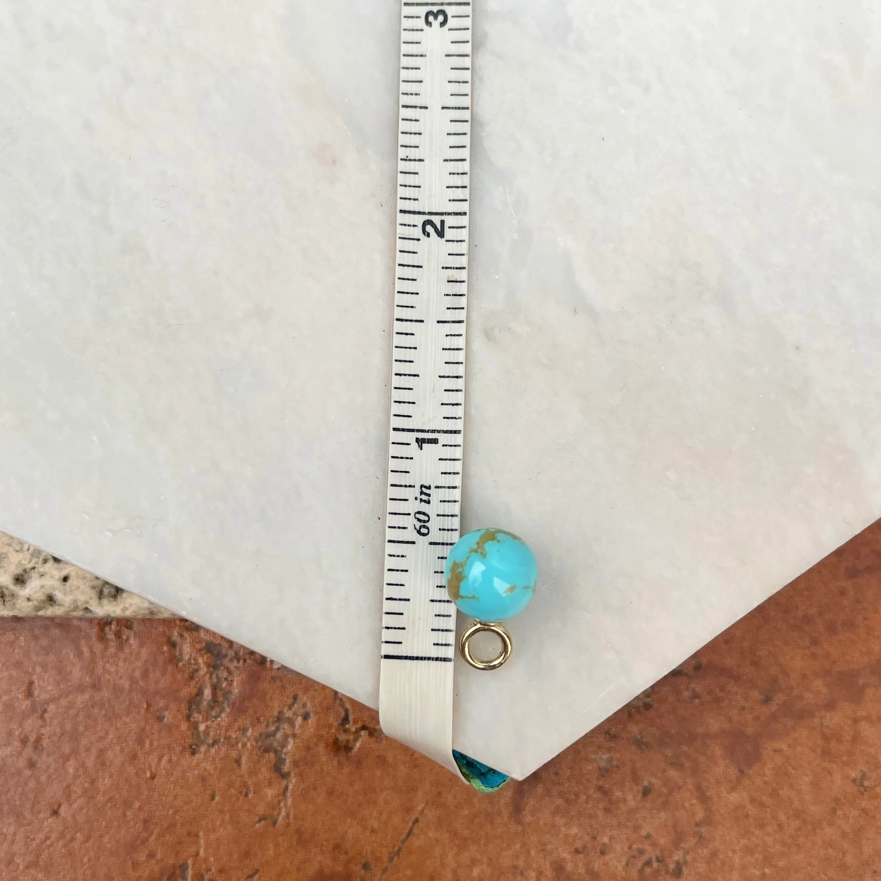 14KT Yellow Gold Arizona Turquoise Round Ball Earring Charms