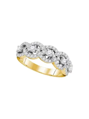 14kt Yellow Gold Womens Round Pave-set Diamond Linked Circle Band 1 Cttw