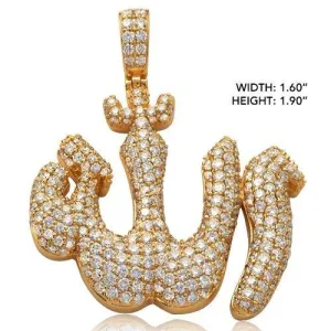 14KY 7.05CTW DIAMOND 'ALLAH' PENDANT - ROUNDED