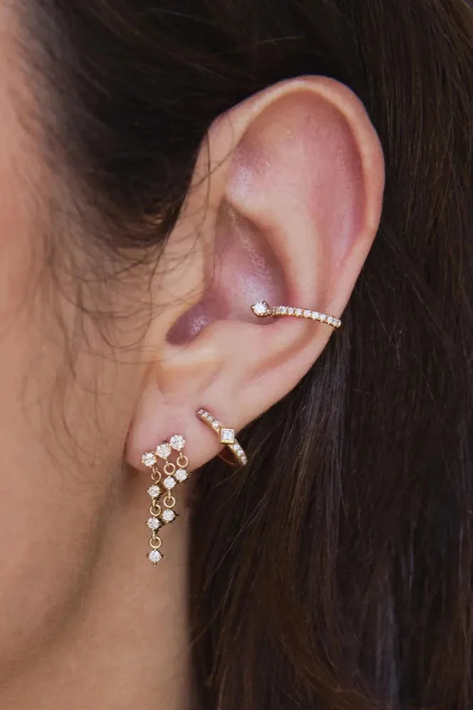 14KY Linked Prong Diamond Waterfall Earrings