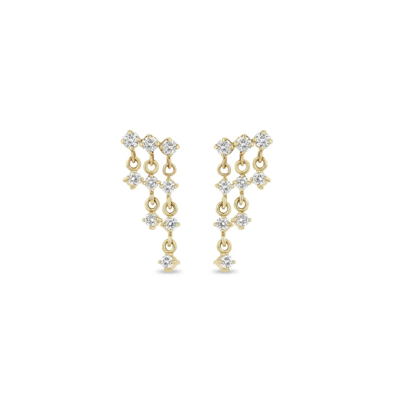 14KY Linked Prong Diamond Waterfall Earrings