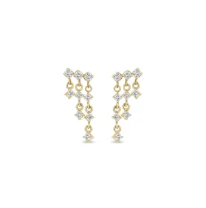 14KY Linked Prong Diamond Waterfall Earrings