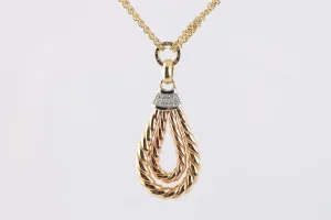 16.5"  14k Tri-Tone Gold Diamond Pendant Necklace (10.16g.)