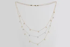 17" 14k Tri-Tone Gold 3 Strand Station Necklace (10.15g.)