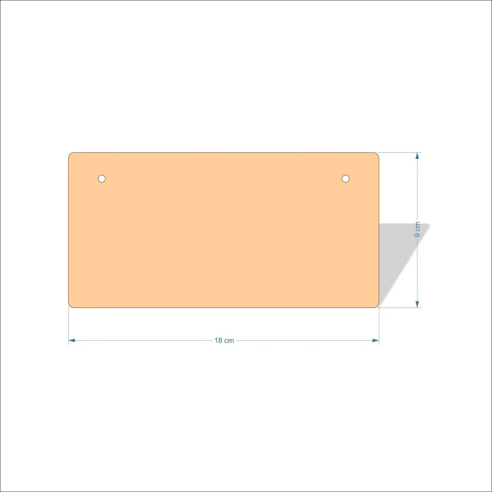 18 cm Wide Blank board plaques with rounded corners - plywood