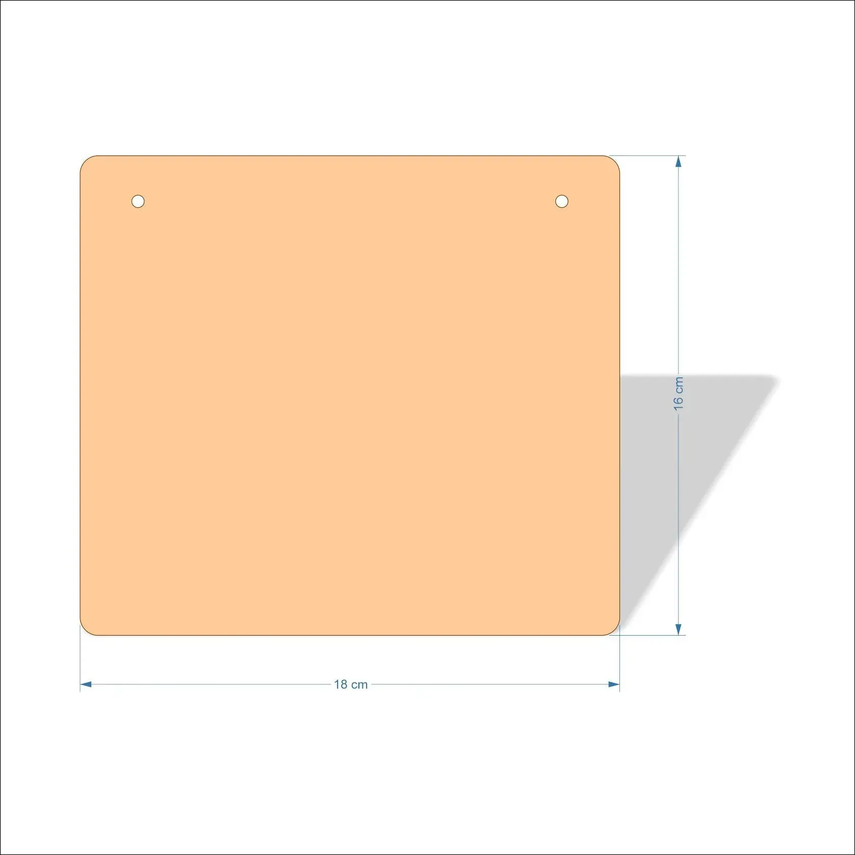 18 cm Wide Blank board plaques with rounded corners - plywood