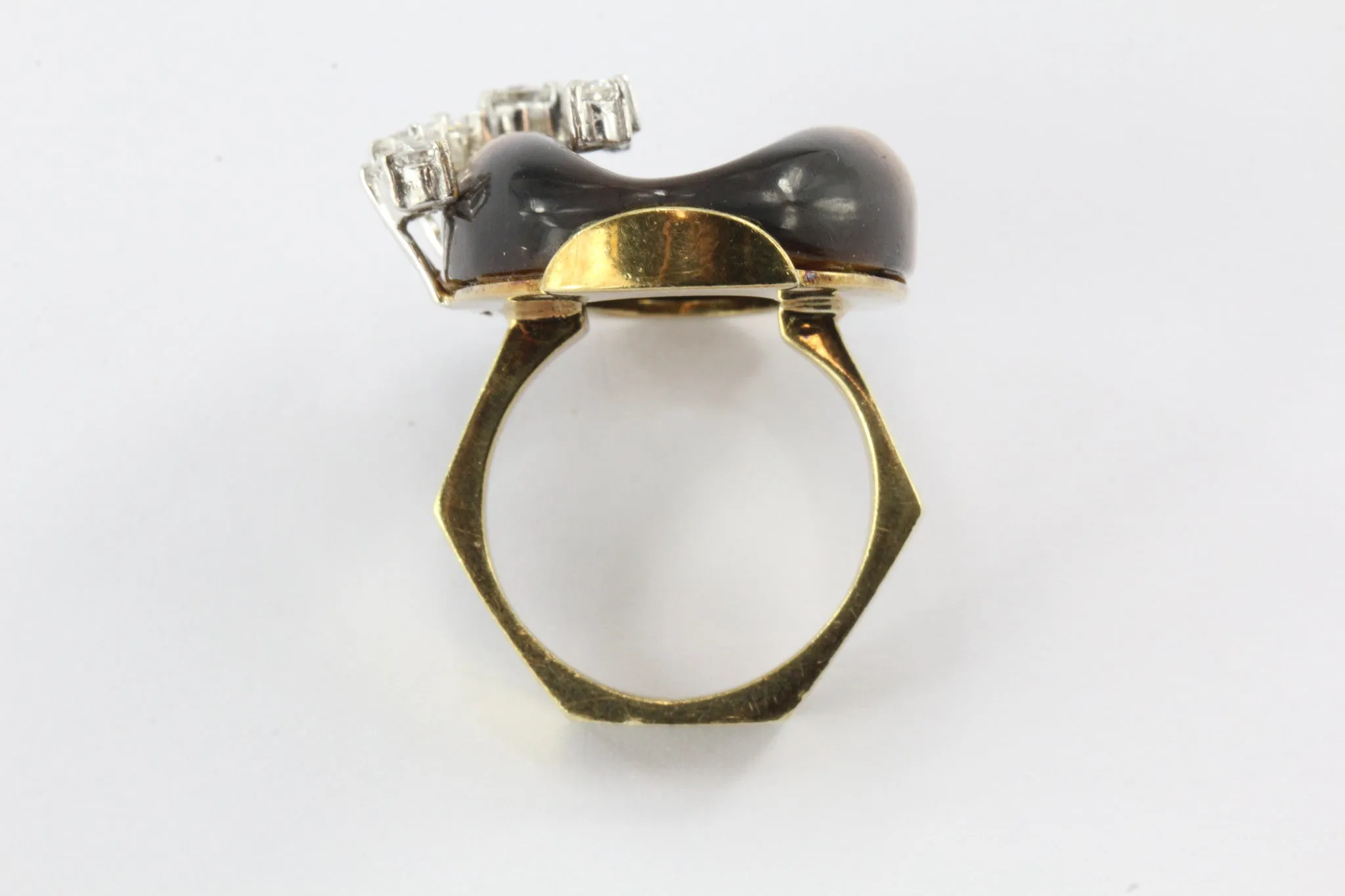 18k Gold Diamond and Tigers Eye Subtle Snake Cocktail Ring