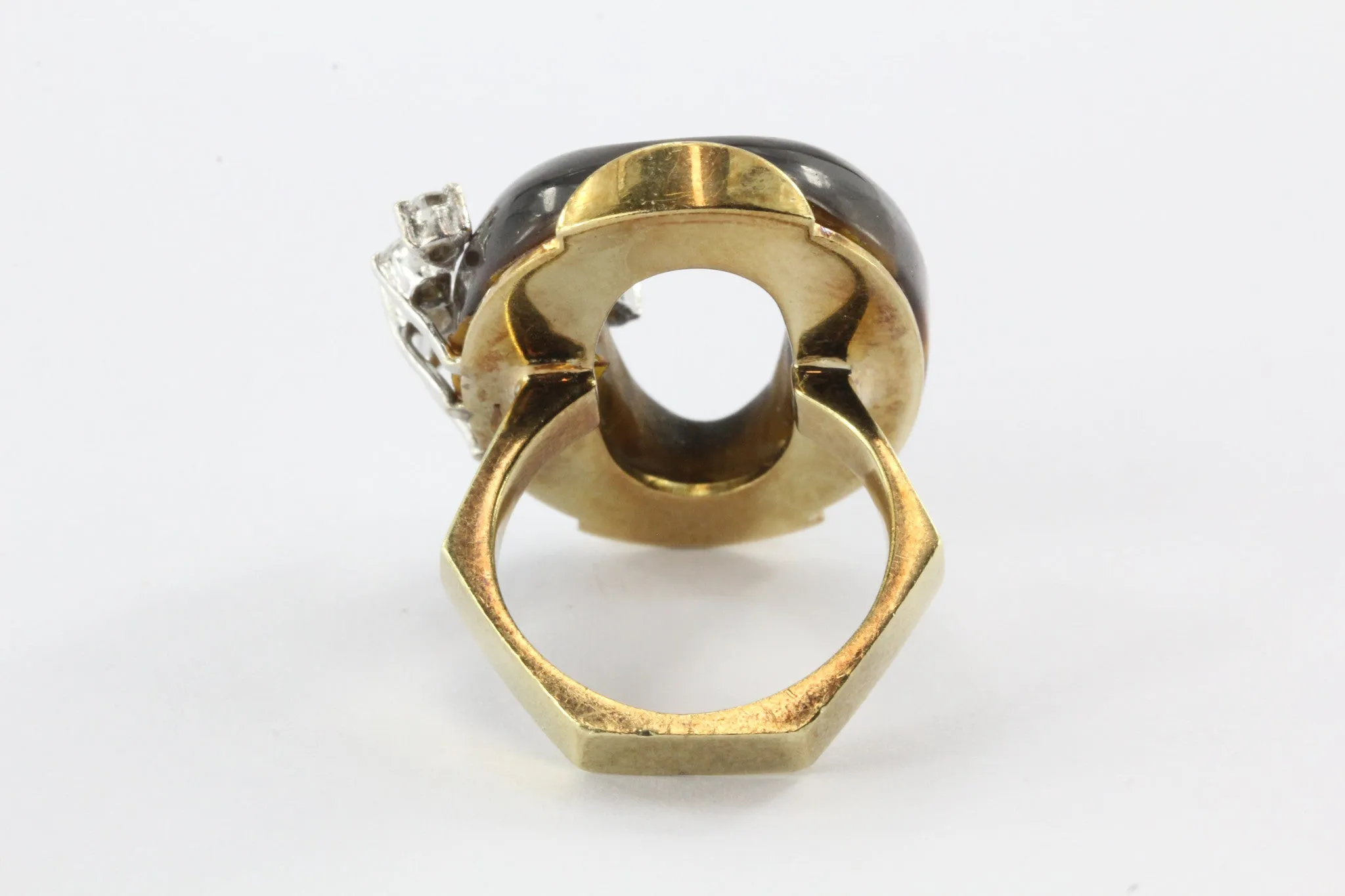 18k Gold Diamond and Tigers Eye Subtle Snake Cocktail Ring
