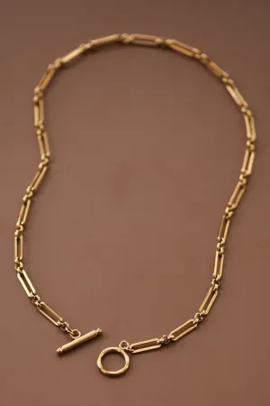 18k Paperclip Toggle Chain Necklace