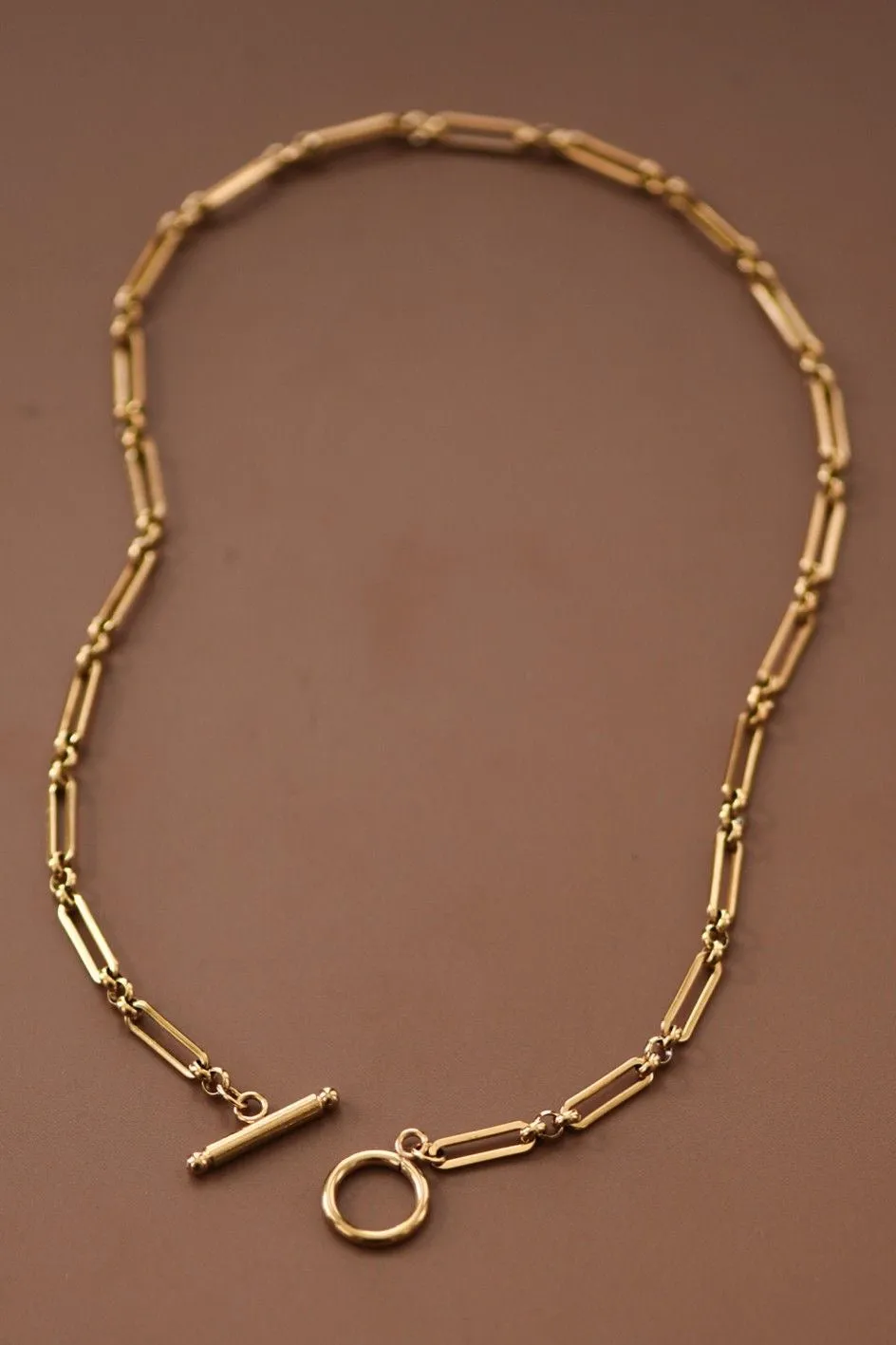 18k Paperclip Toggle Chain Necklace
