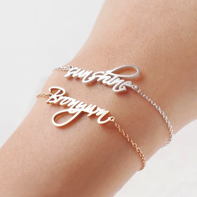18k Rose Gold Vermeil Handwriting Name Bracelet