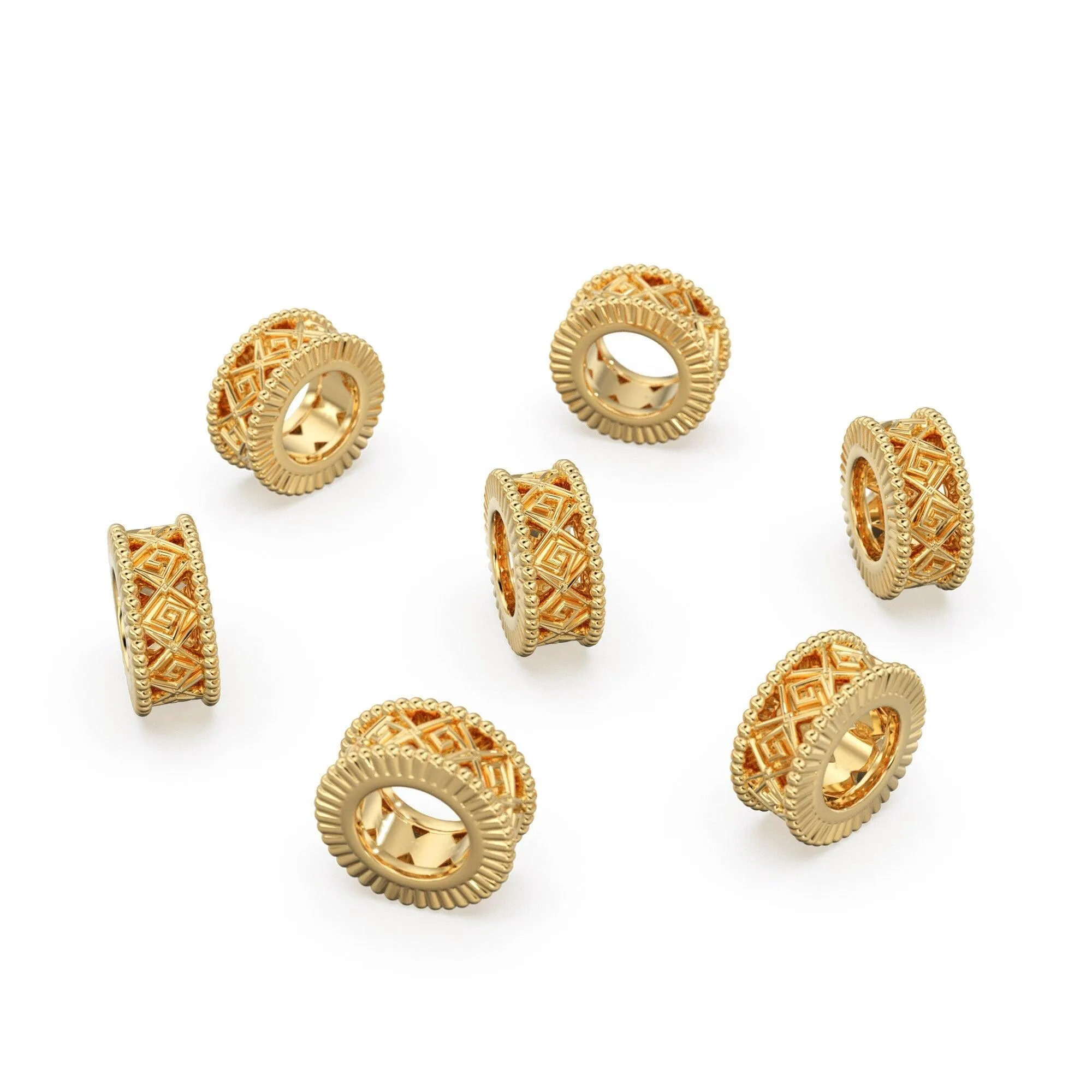 18k Solid Yellow Gold 7mm Fancy Spacer Finding Hefty Bead 5mm Large Hole