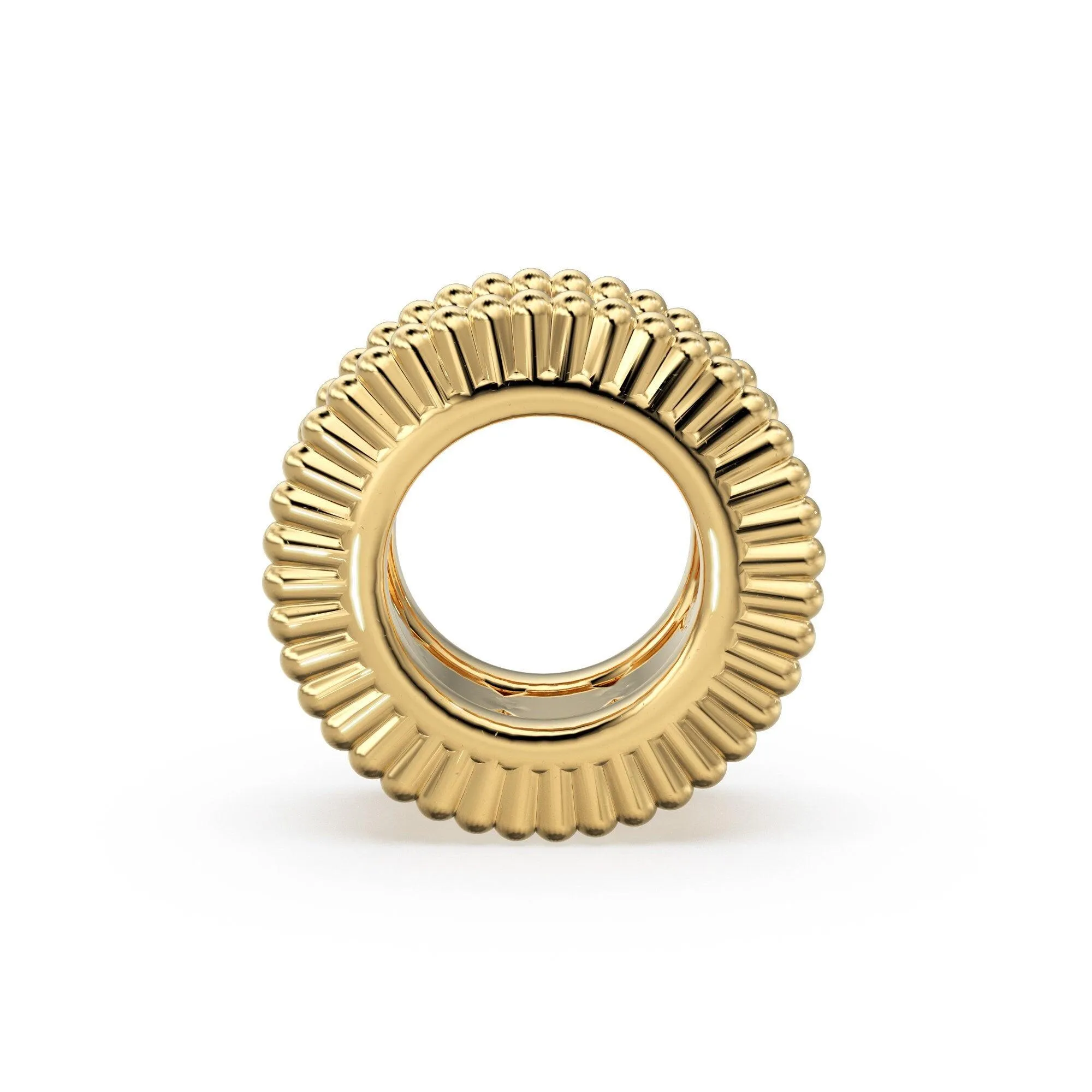18k Solid Yellow Gold 7mm Fancy Spacer Finding Hefty Bead 5mm Large Hole