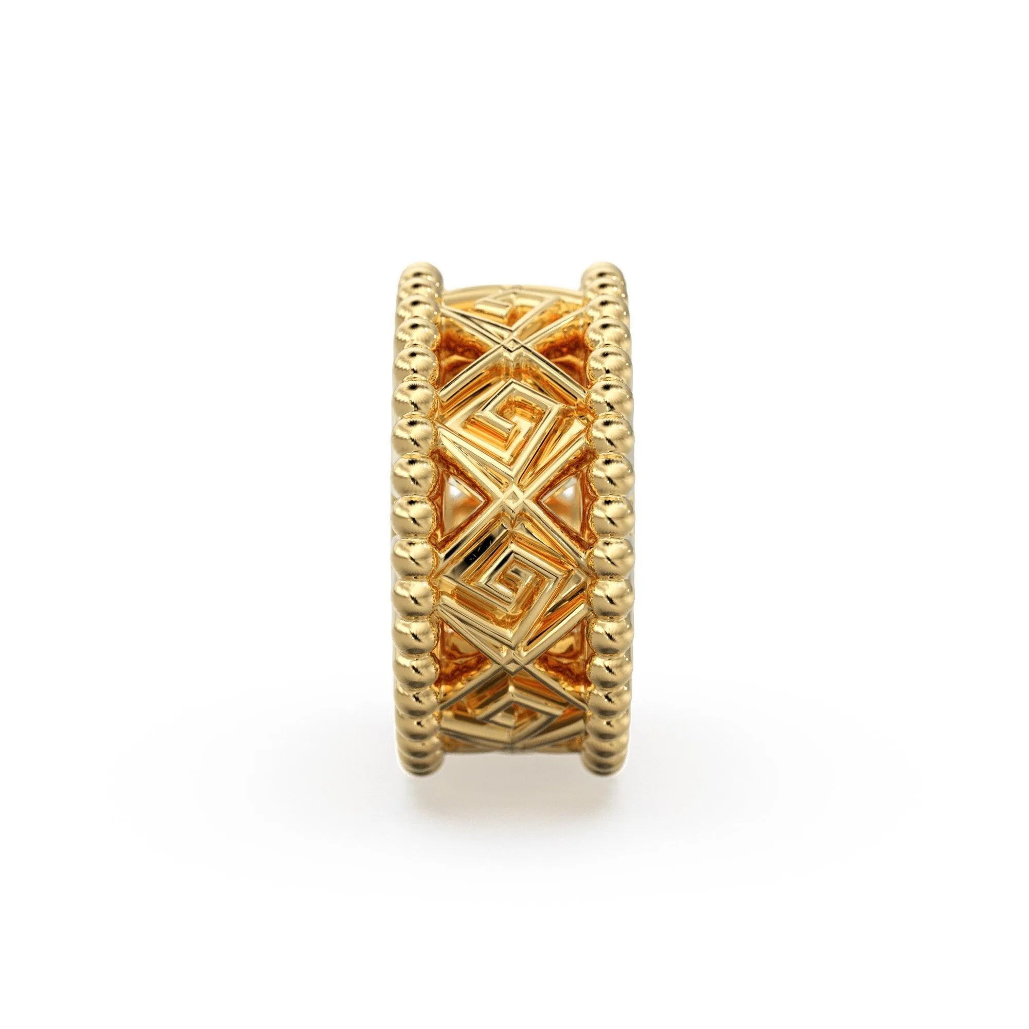 18k Solid Yellow Gold 7mm Fancy Spacer Finding Hefty Bead 5mm Large Hole