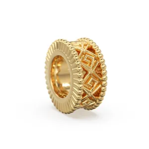18k Solid Yellow Gold 7mm Fancy Spacer Finding Hefty Bead 5mm Large Hole