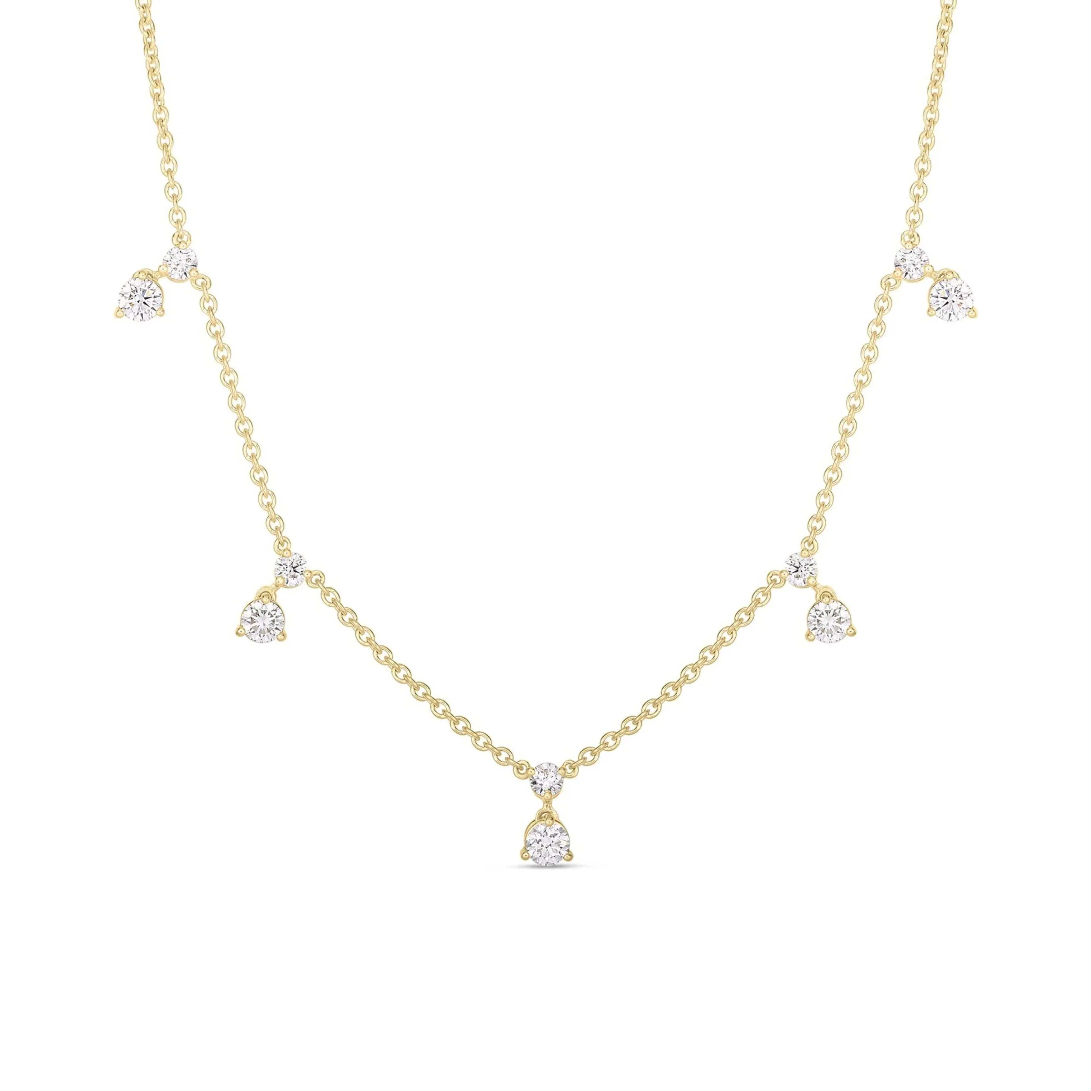 18K Yellow Gold Roberto Coin 5 Station Diamond Necklace