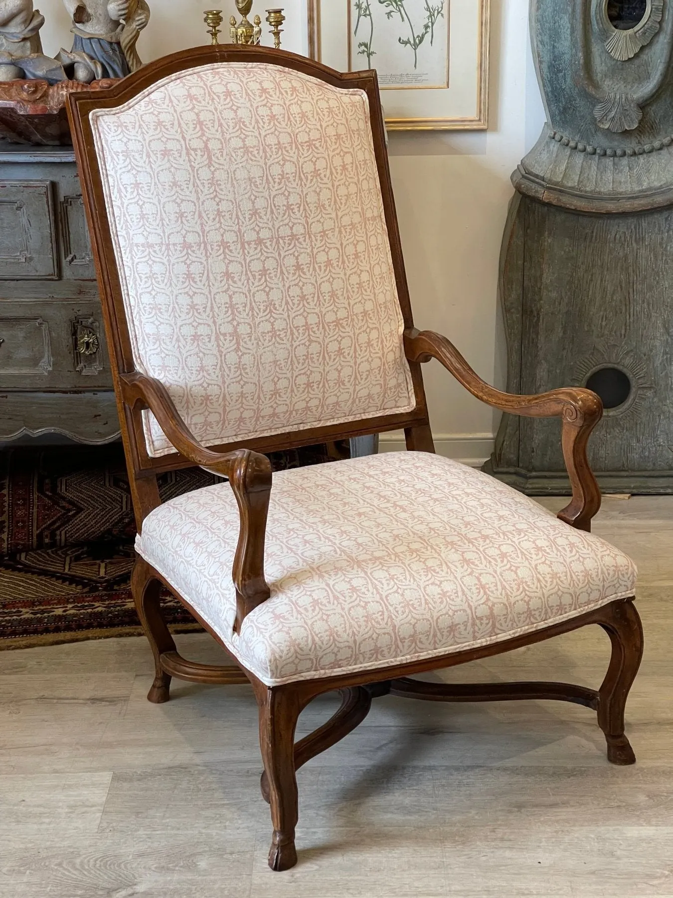 18th Century French Provincial Walnut Fauteuil a la Reine Arm Chair