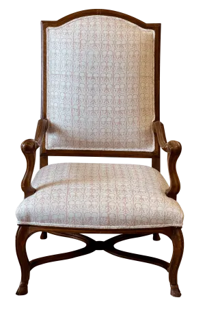 18th Century French Provincial Walnut Fauteuil a la Reine Arm Chair