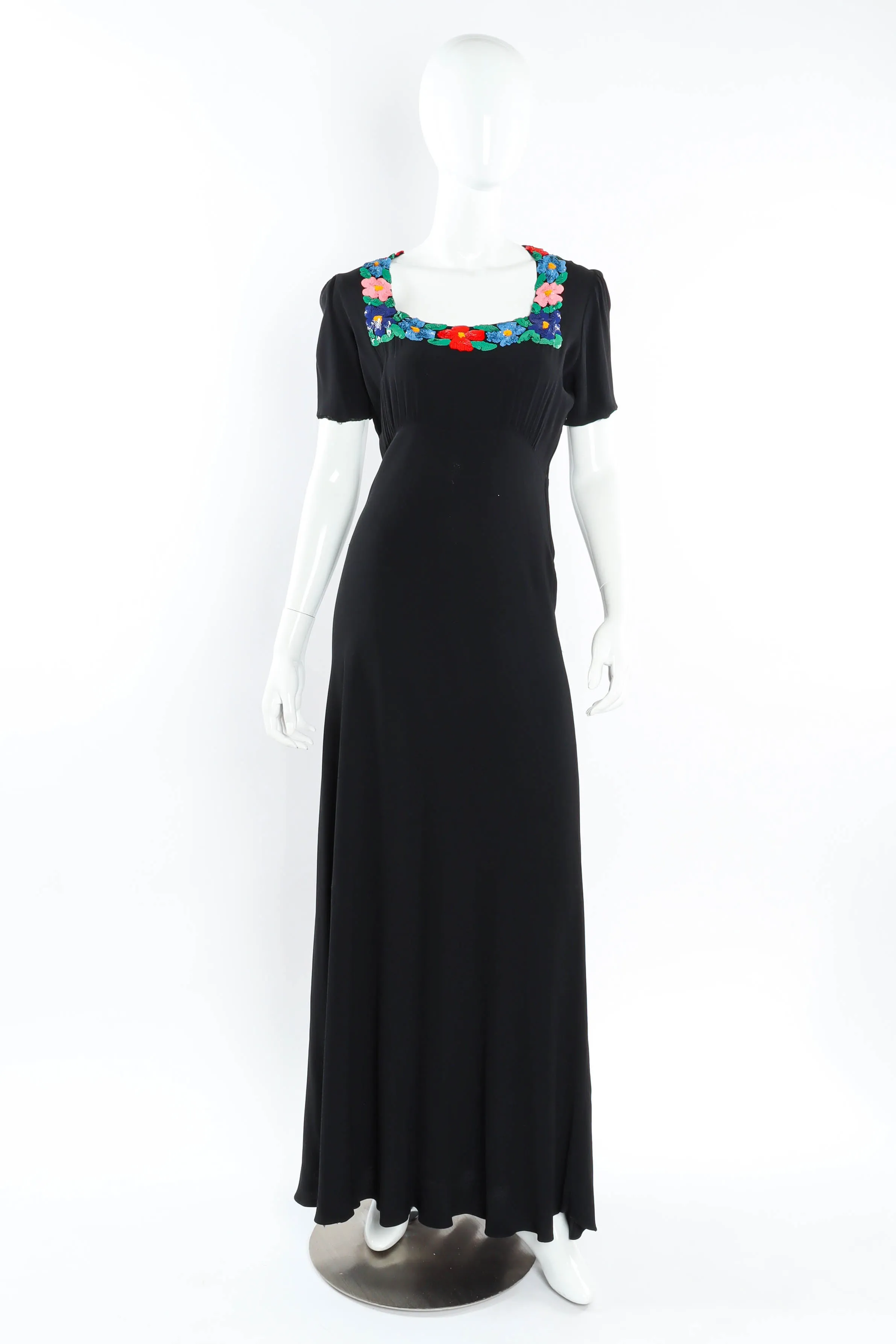 1940s Sleek Floral Maxi Dress