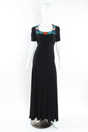 1940s Sleek Floral Maxi Dress