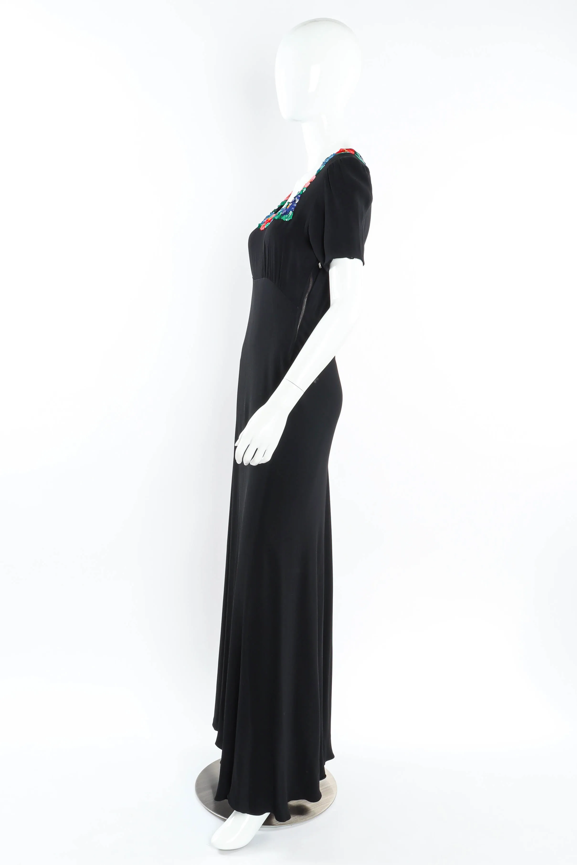 1940s Sleek Floral Maxi Dress