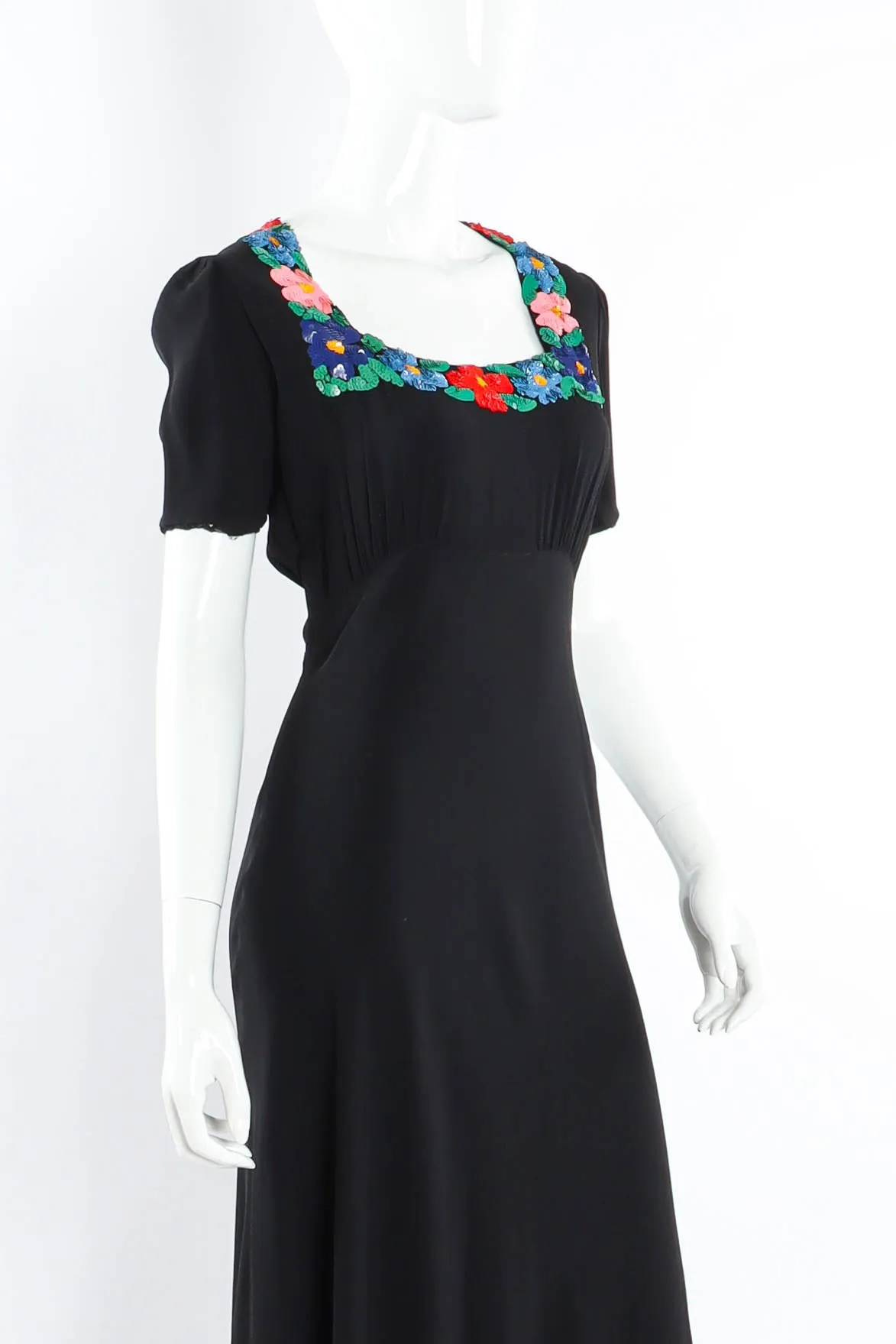 1940s Sleek Floral Maxi Dress