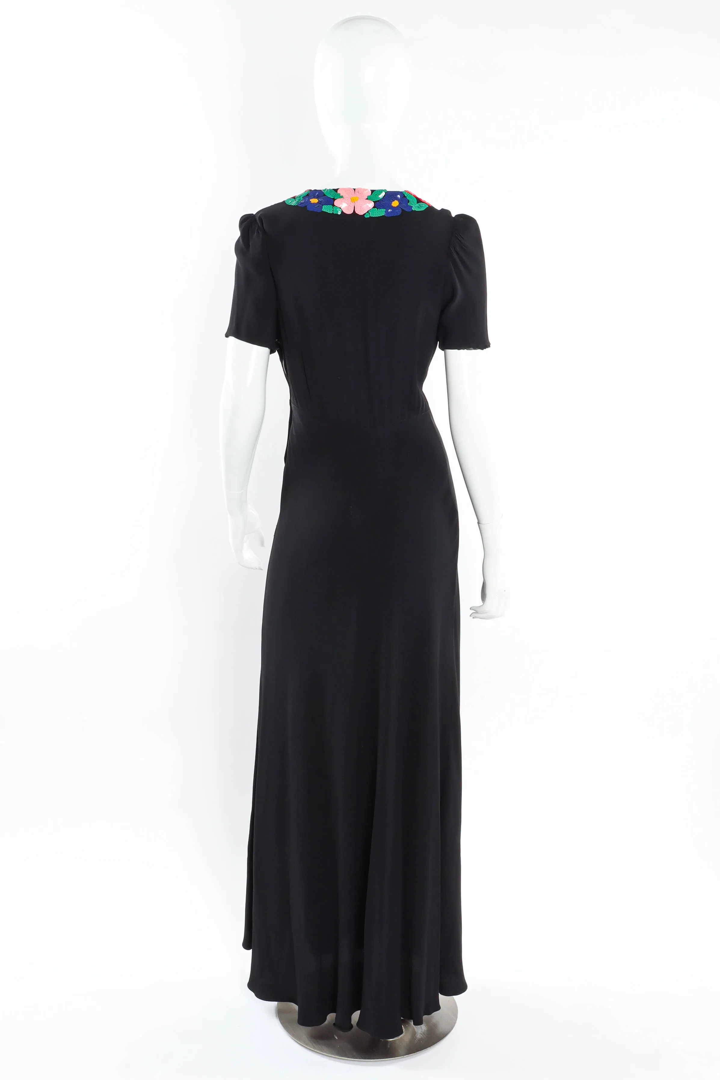 1940s Sleek Floral Maxi Dress