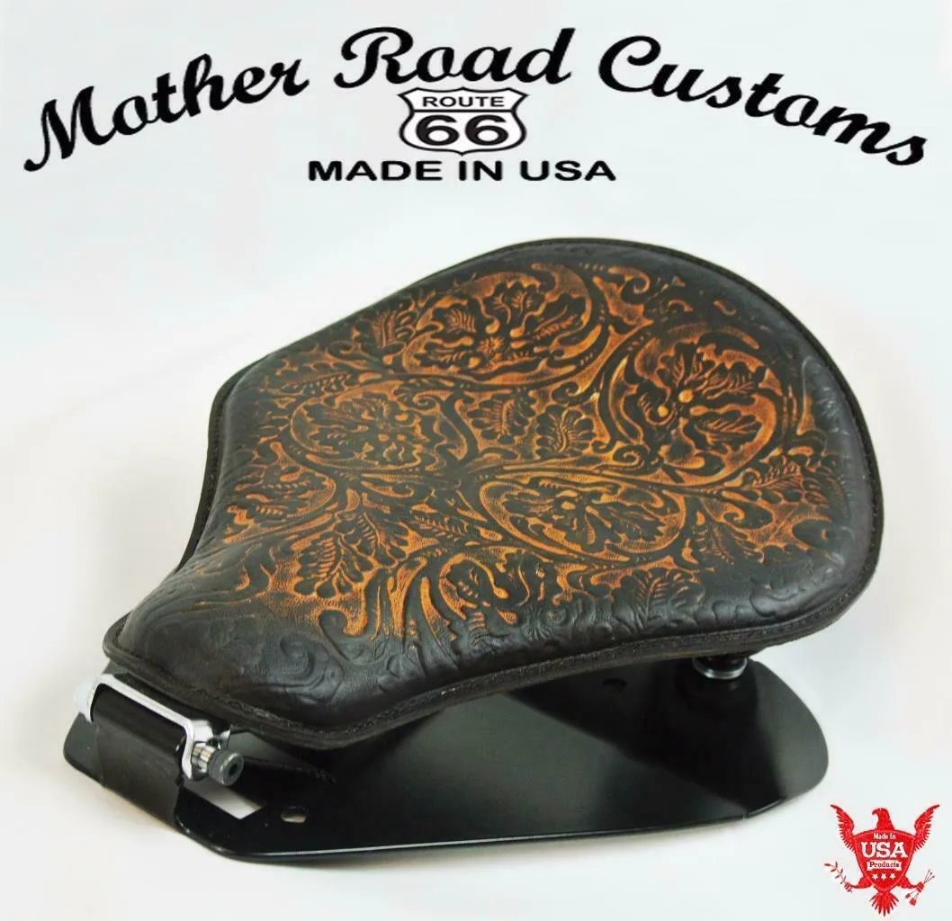 1998-2021 Yamaha V Star 650 Seat Spring Brown Oak Leaf Leather Mounting Kit bc
