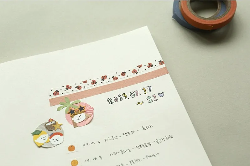 2 Pcs Set, 7 mm x 10 m, Thin Washi Tape, Slim Masking Tape