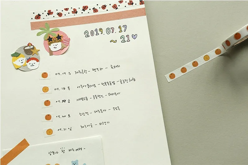 2 Pcs Set, 7 mm x 10 m, Thin Washi Tape, Slim Masking Tape
