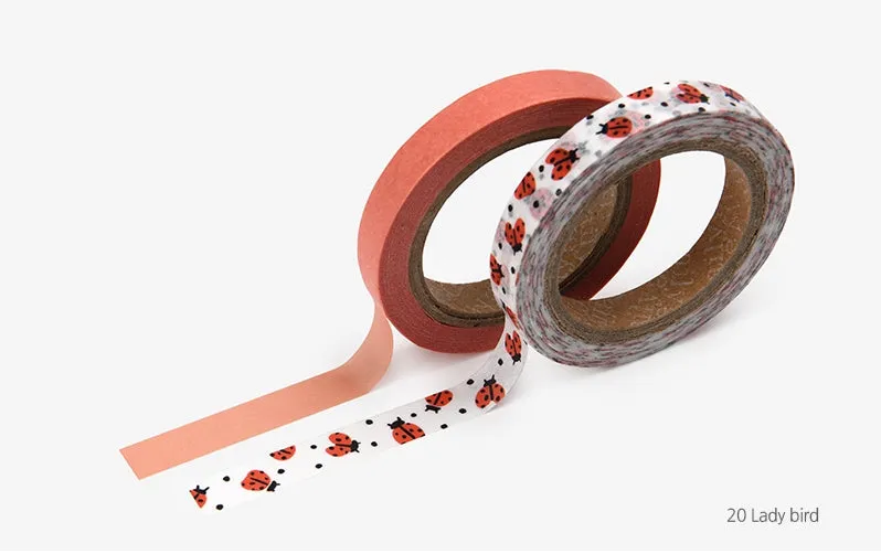 2 Pcs Set, 7 mm x 10 m, Thin Washi Tape, Slim Masking Tape