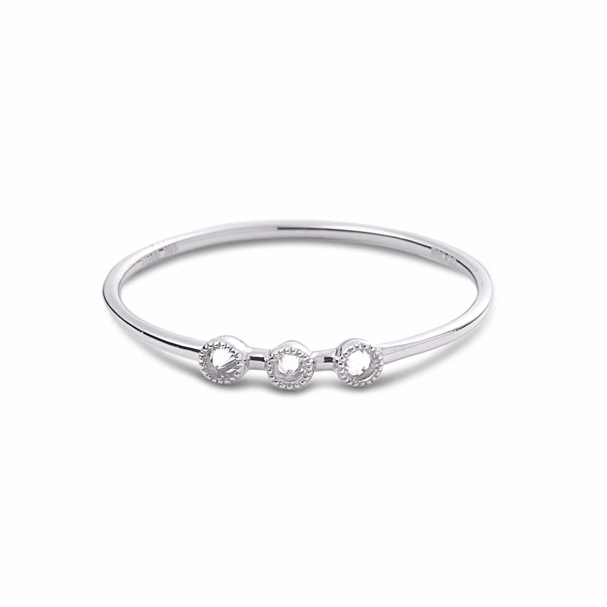20K White Gold Triple Diamond Stack Ring