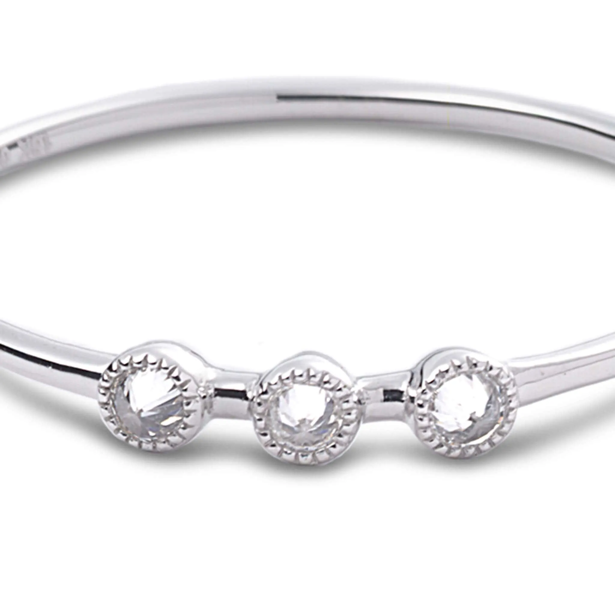 20K White Gold Triple Diamond Stack Ring
