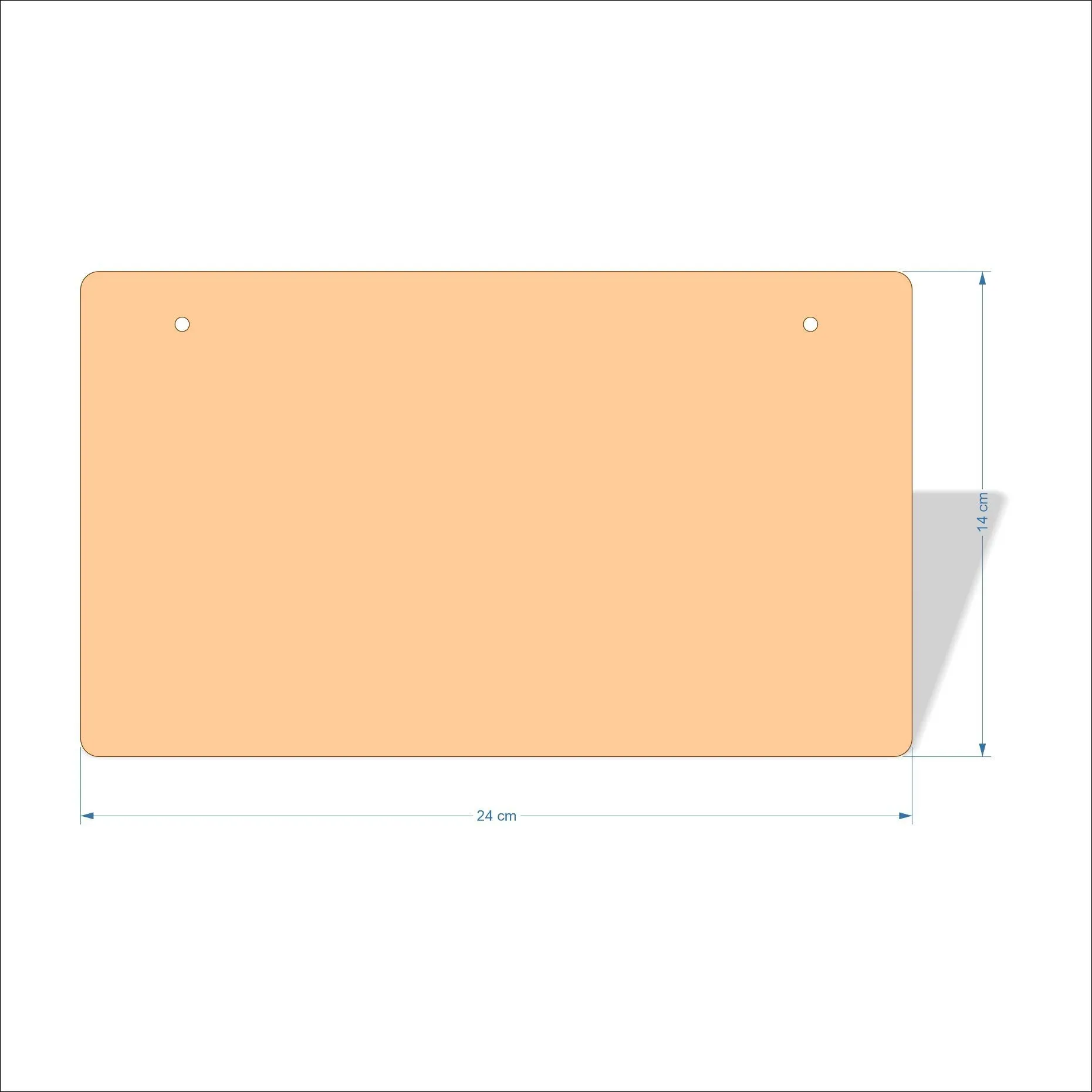 24 cm Wide 3mm thick MDF Plaques with rounded corners